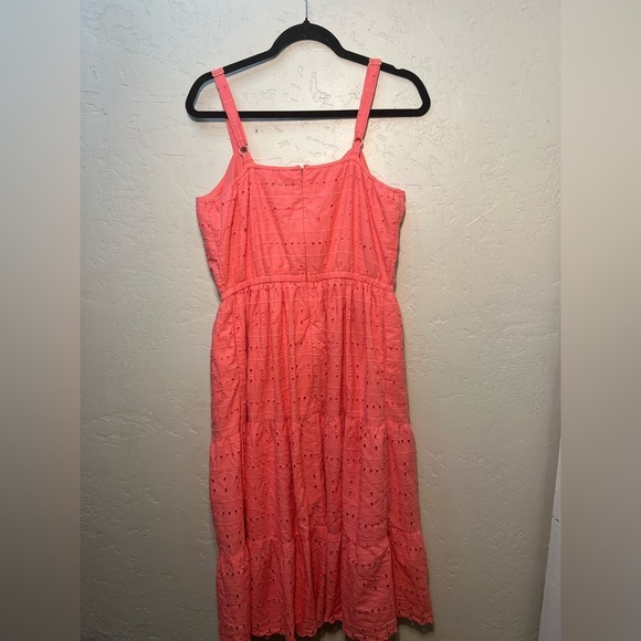 Lane Bryant pink eyelet sweetheart midi dress size 14 feminine coquette colorful - Picture 6 of 11